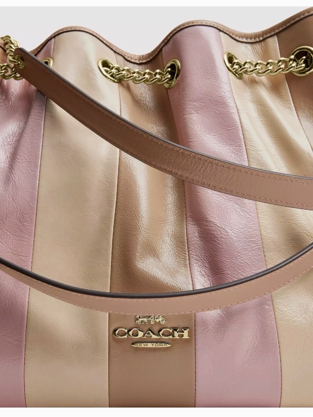 NWT Coach Evelyn Striped Leather Shoulder Bag With Patchwork- from 2026 line - Picture 4 of 8